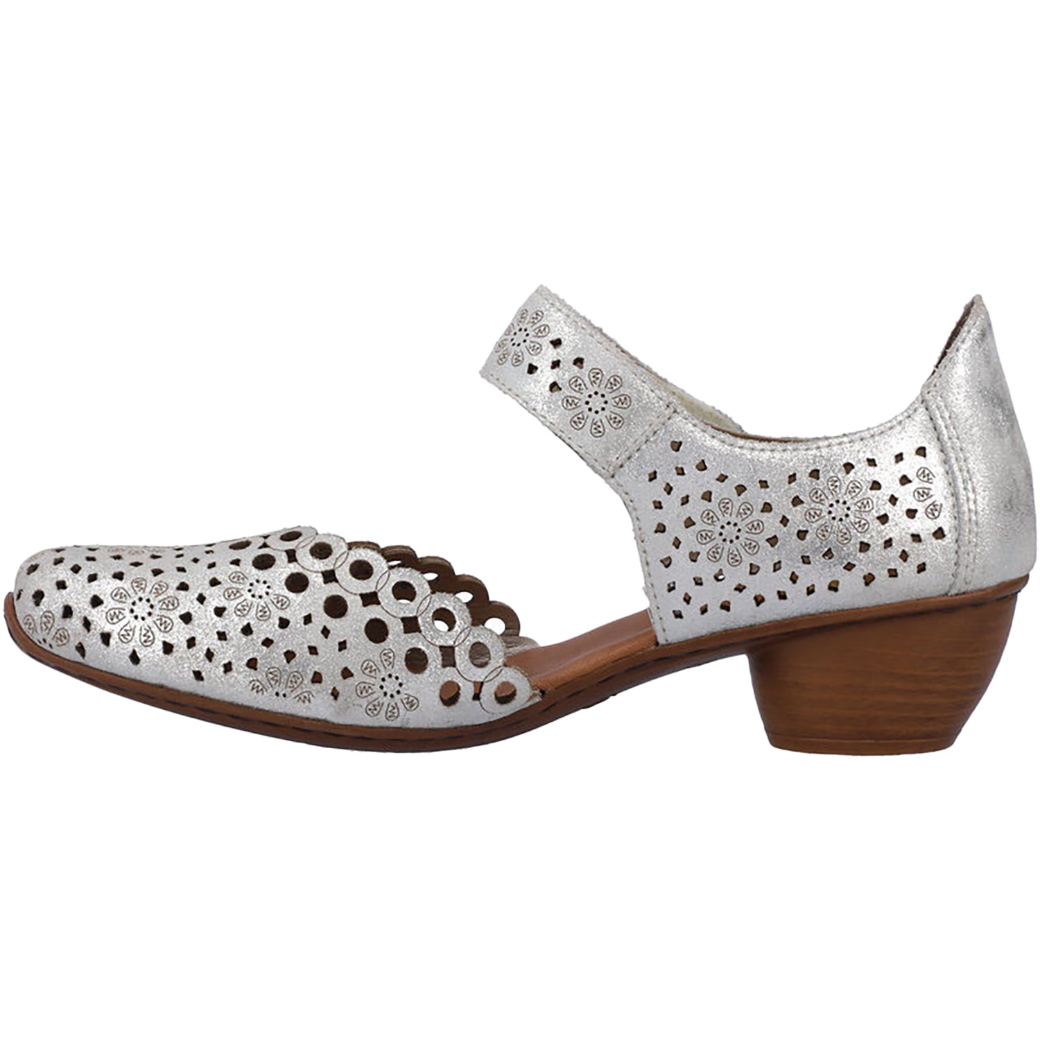 Rieker 43753-90 Mirjam 53 Women's Mary Janes Silver Leather