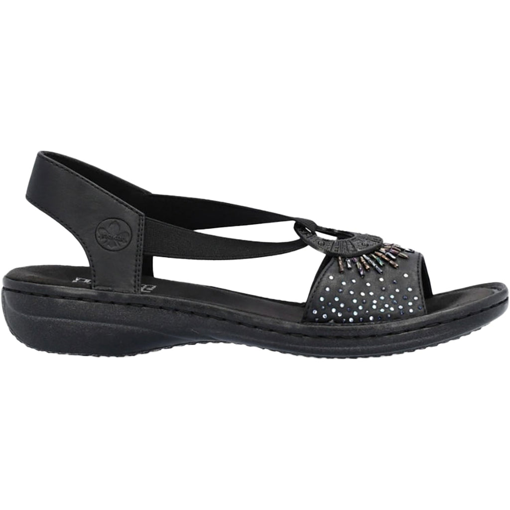 Rieker 60880-00 With Beads Women's Sandals Black W Beads Synthetic