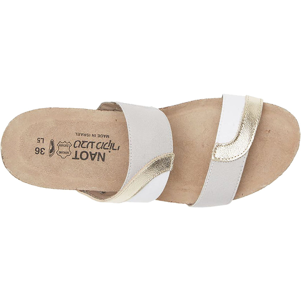 Naot Frankie Women's Slide Sandals Radiant Gold/Ice Grey Leather/Elastic
