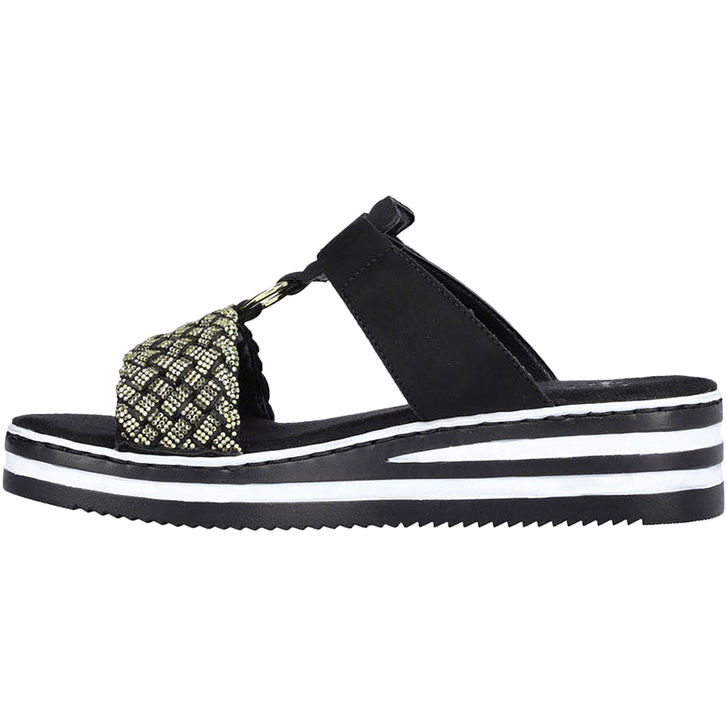 Rieker V02P8-00 Regina P8 Women's Sandals Black Synthetic