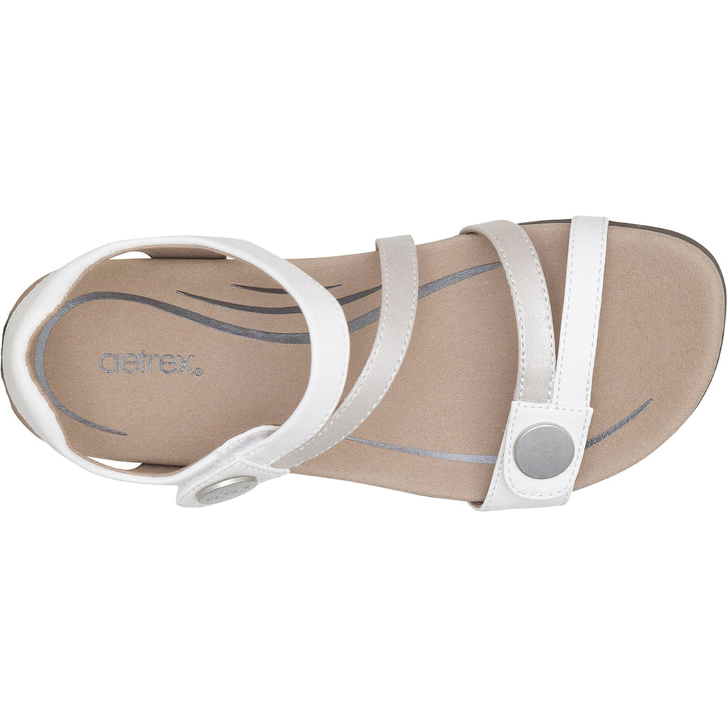 Aetrex Jess Women's Quarter Strap Sandals White Synthetic