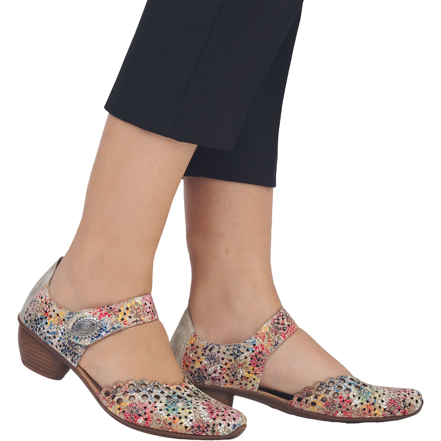 Rieker 43753-91 Mirjam 53 Women's Dressy Mary Janes Beige Multi Leather