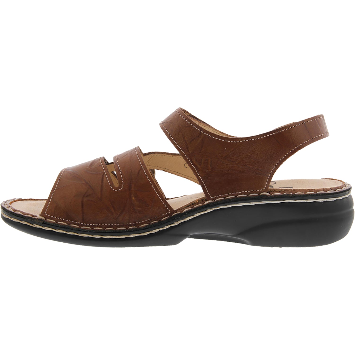 Finn Comfort Gomera Soft Women's Three Strap Sandals Cognac Plisseelight Leather