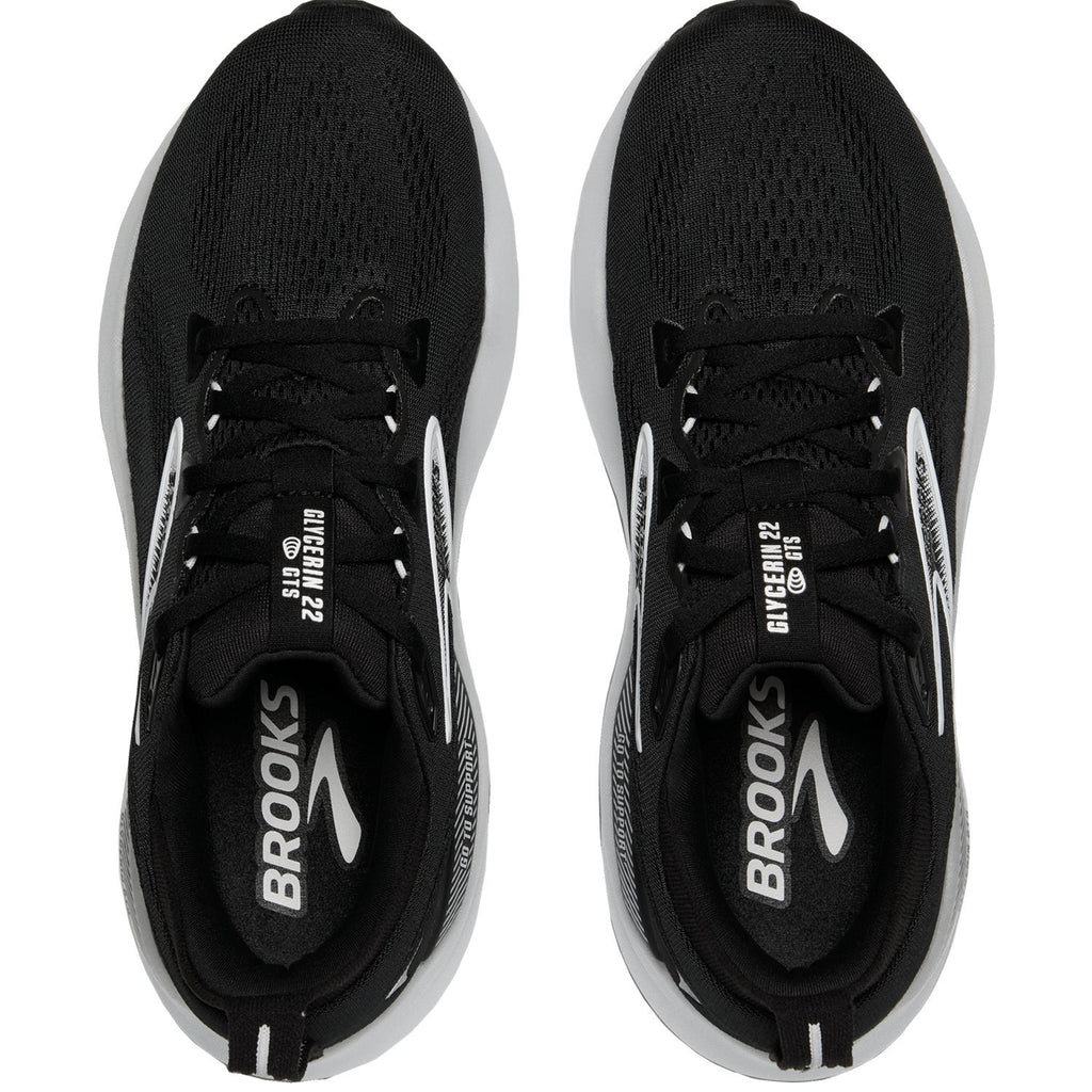 Brooks Glycerin GTS 22 (Neutral Support) (Stability Support) Men's Athletic Shoes Black/Grey/White Mesh