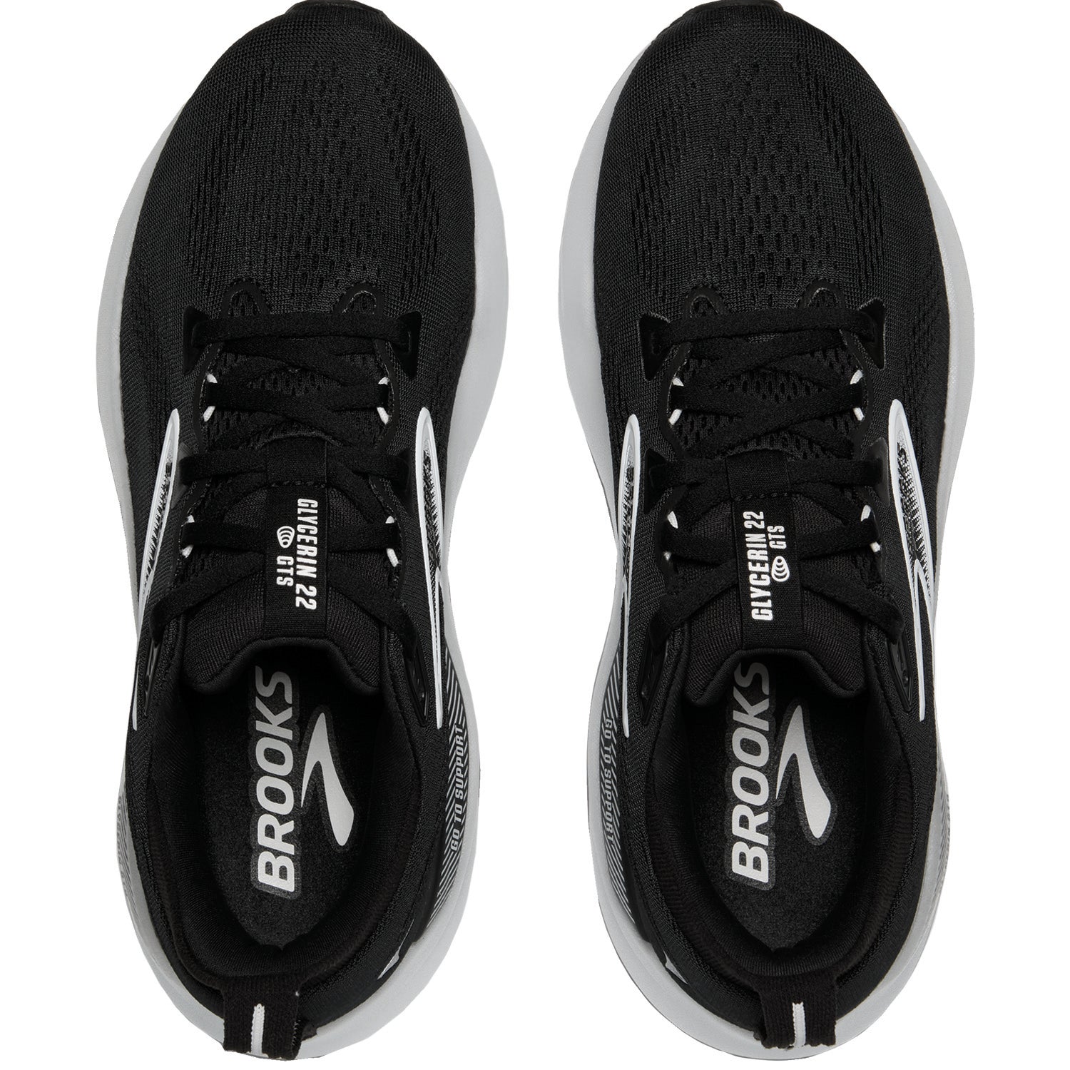 Brooks Glycerin GTS 22 (Neutral Support) (Stability Support) Men's Athletic Shoes Black/Grey/White Mesh