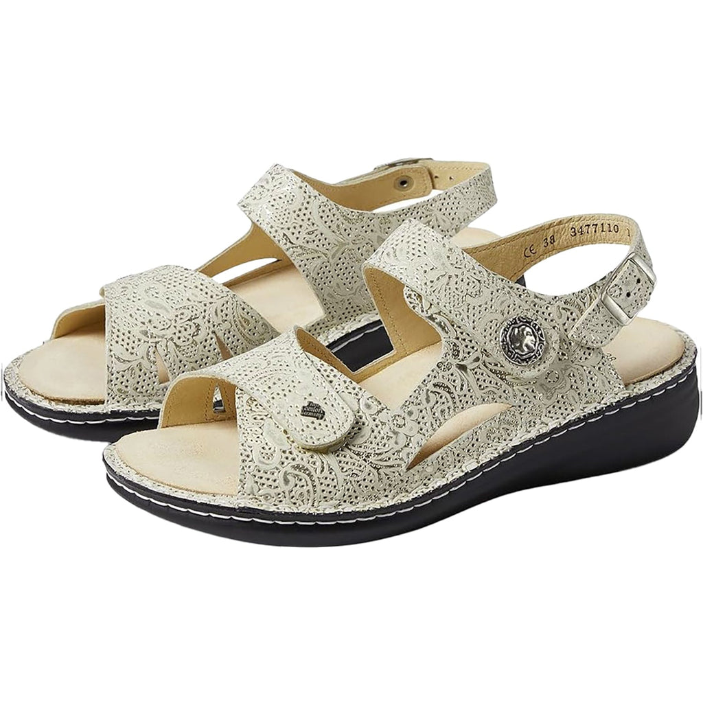 Finn Comfort Barbuda Finn Mellow Women's Sandals For Sensitive Feet Champagne Garden Leather