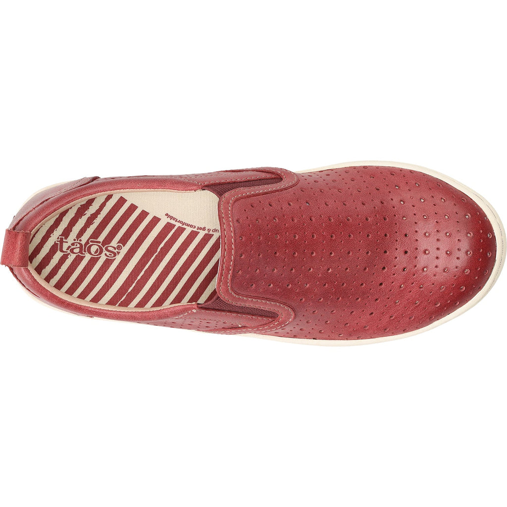 Taos Court Women's Slip On Sneakers Warm Red Leather