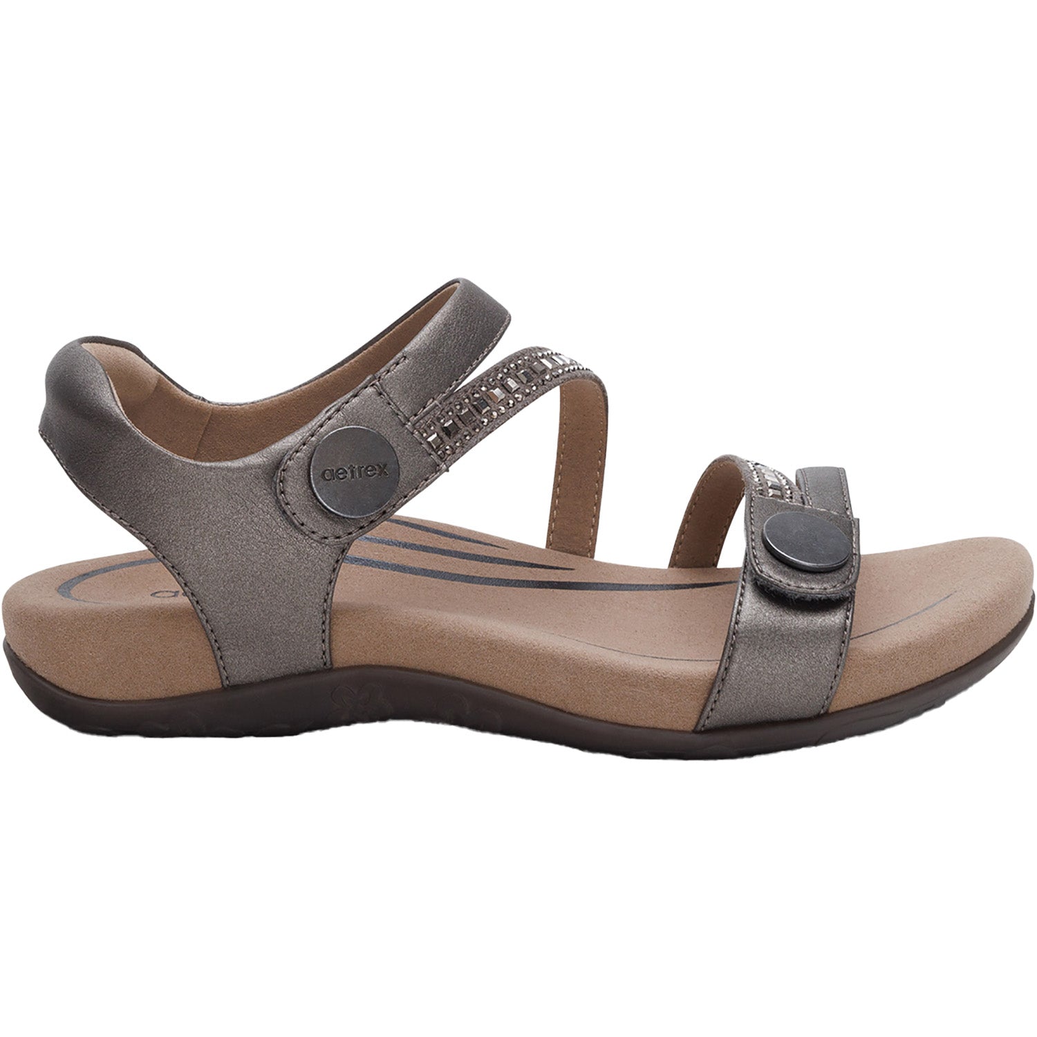 Aetrex Jess Women's Sandals Jeweled Pewter Sparkle