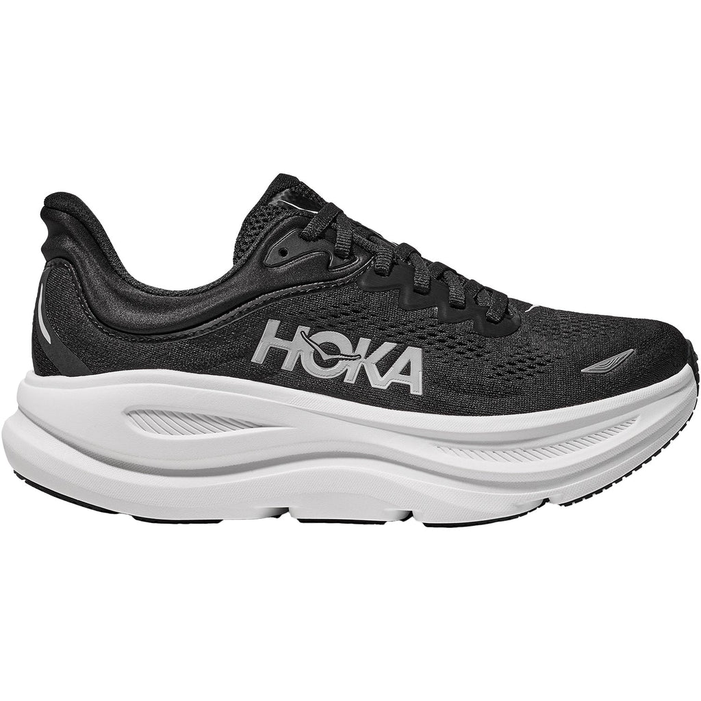 Hoka Bondi 9 (Neutral Support) Women's Athletic Shoes Black/White Mesh