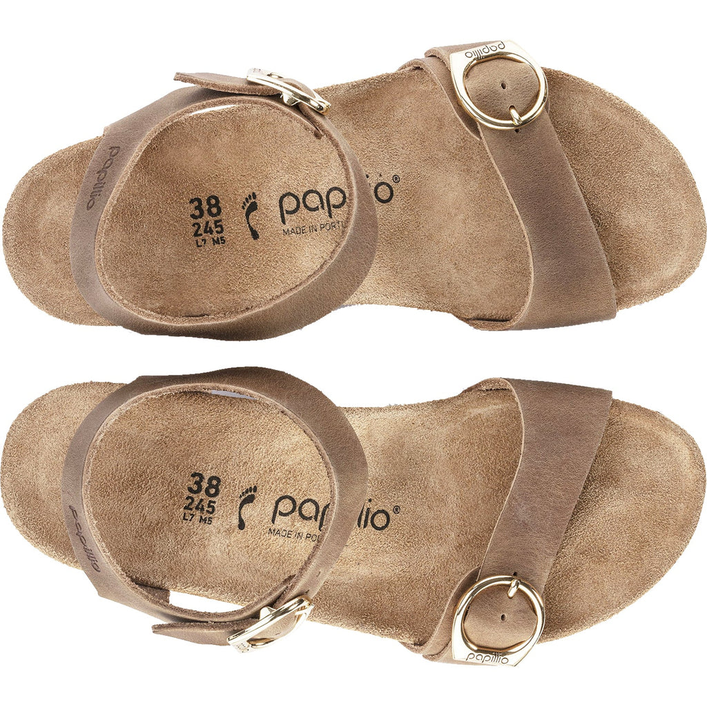 Birkenstock Papillio Soley Women's Wedge Sandals Cognac Nubuck