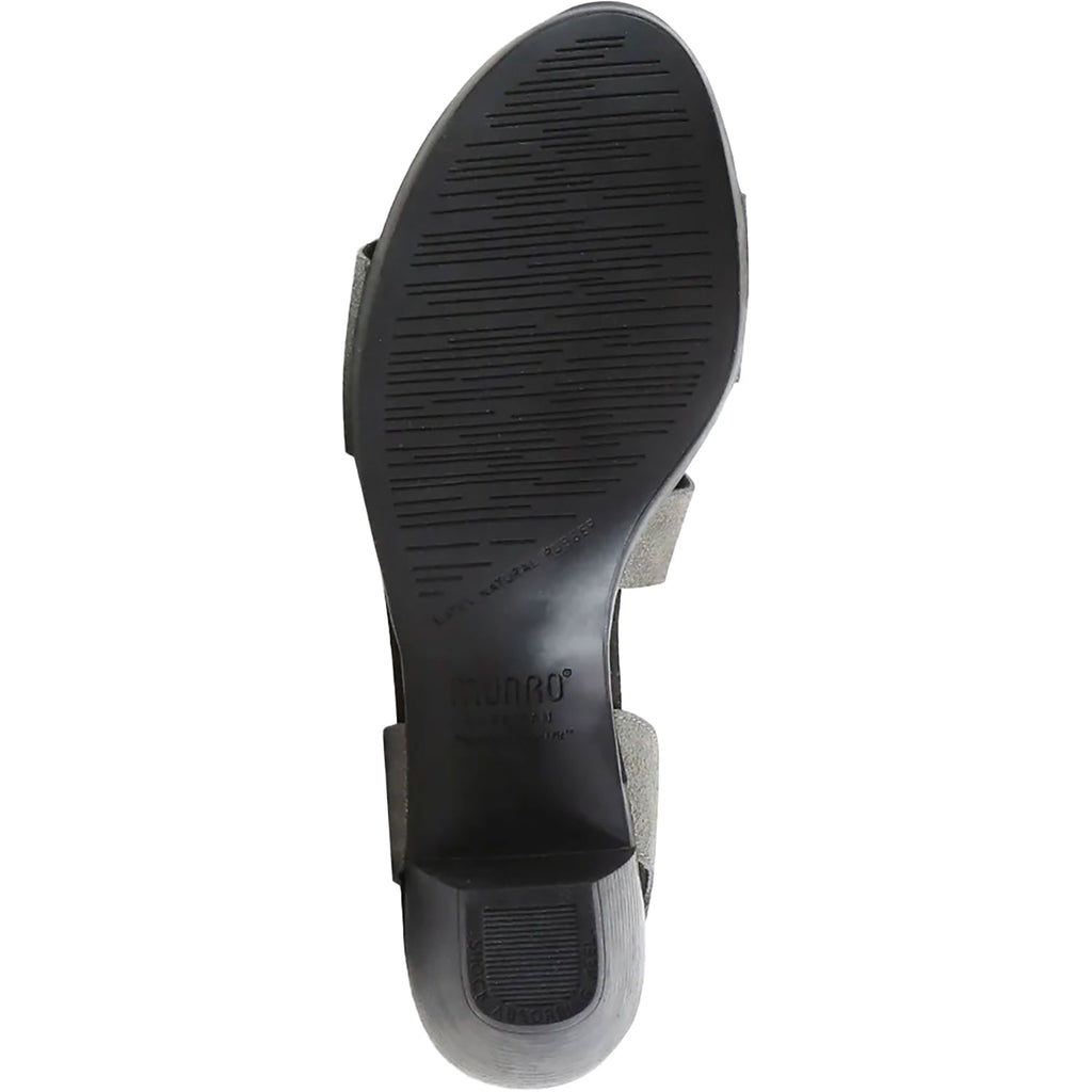Munro Lucia Women's High Heel Ankle Strap Sandals Gunmetal Metallic Suede