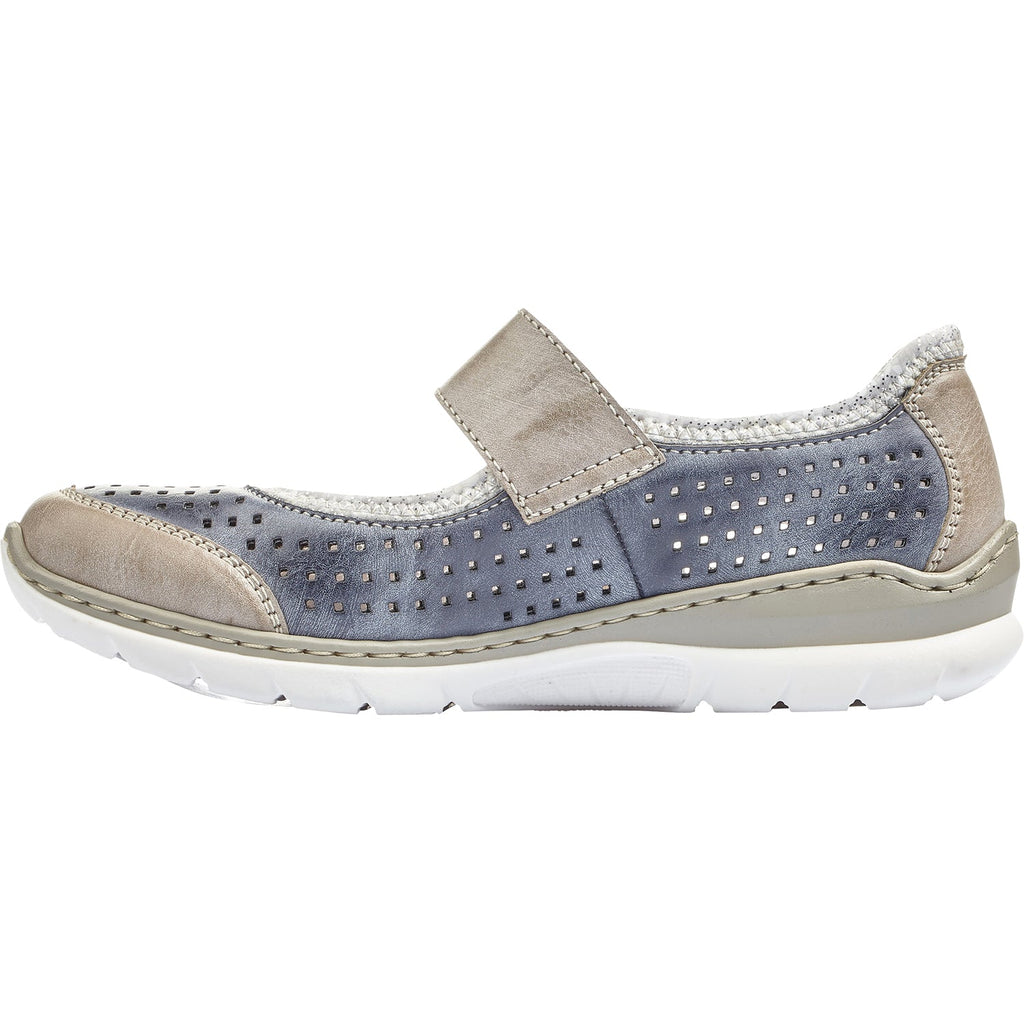Rieker L32B5-42 Nikita B5 Women's Mart Jane Sneakers Steel/Jeans/Silver Synthetic