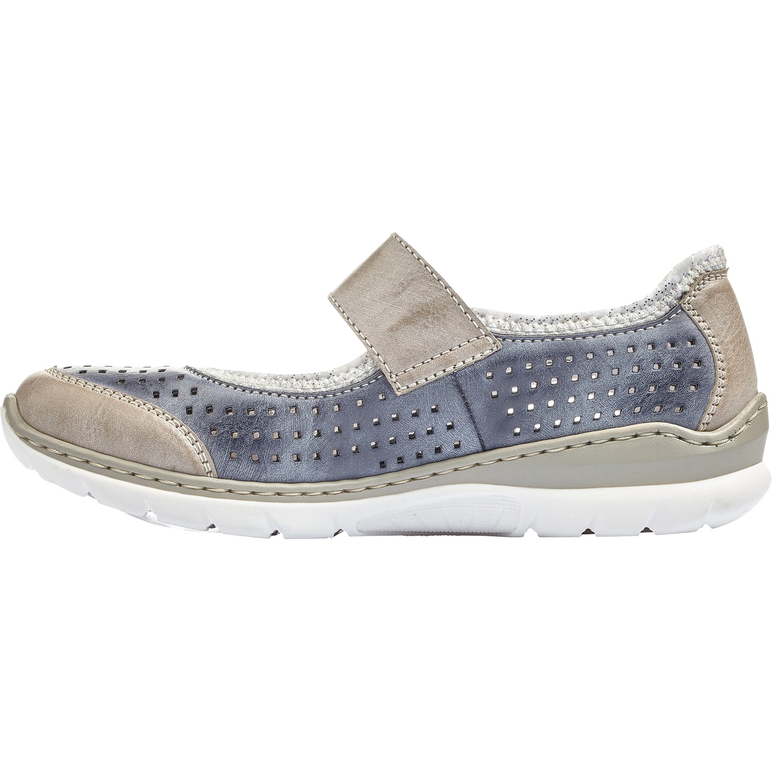 Rieker L32B5-42 Nikita B5 Women's Mart Jane Sneakers Steel/Jeans/Silver Synthetic