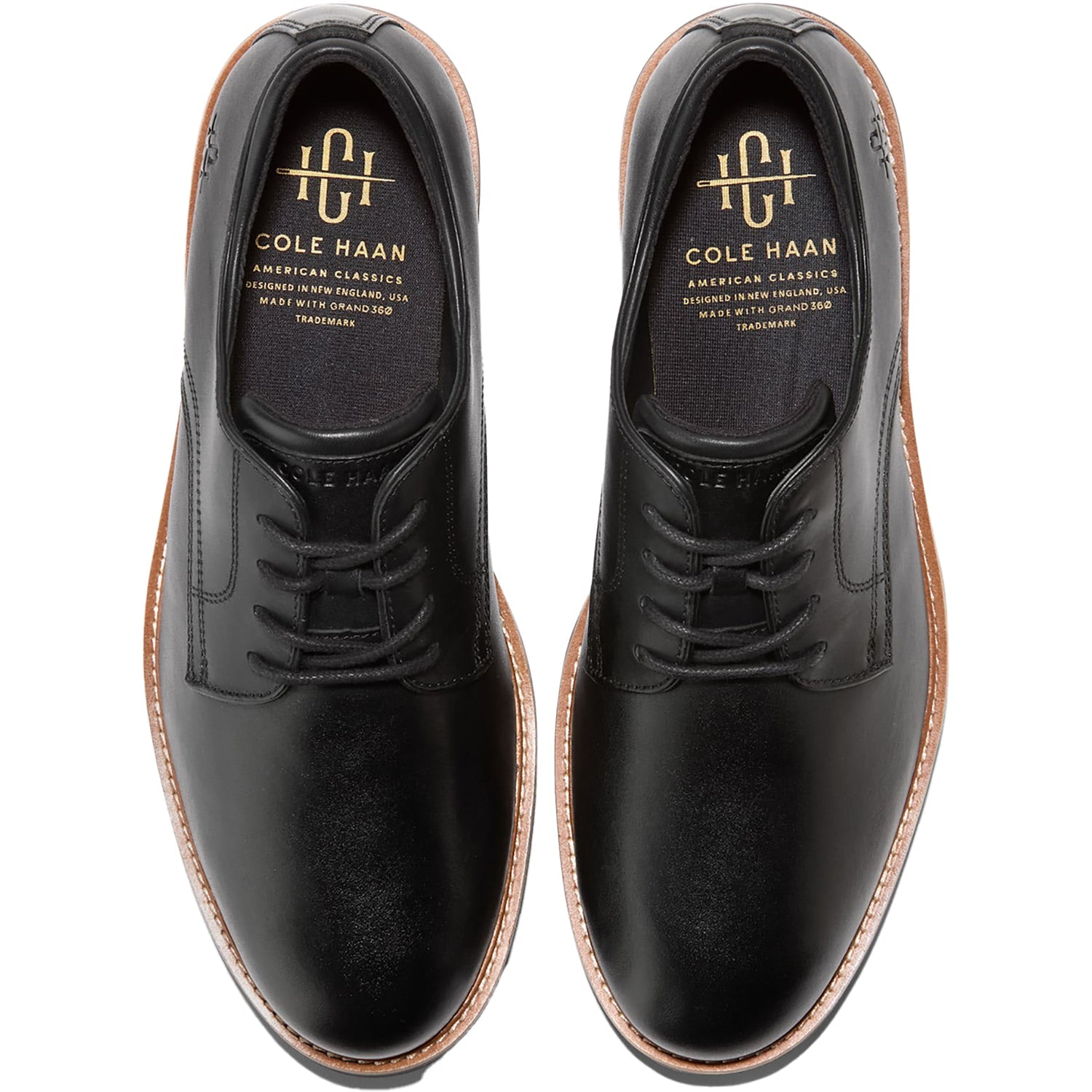 Cole Haan American Classics Montrose Plain Toe Men's Dress Lace Up Shoes Black/Dark Chocolate Leather