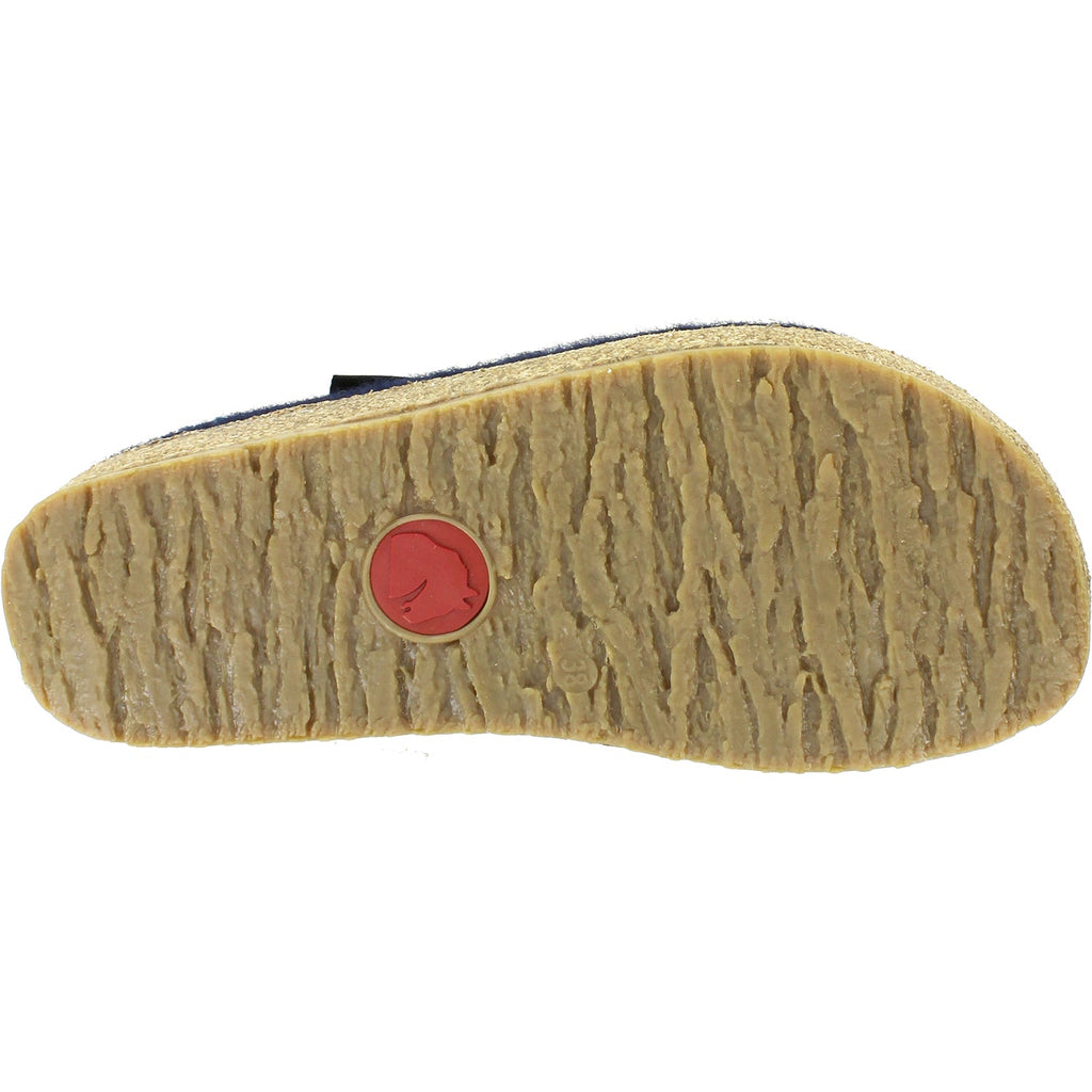 Haflinger Zig Zag Unisex Wool Clogs Captains Blue Wool