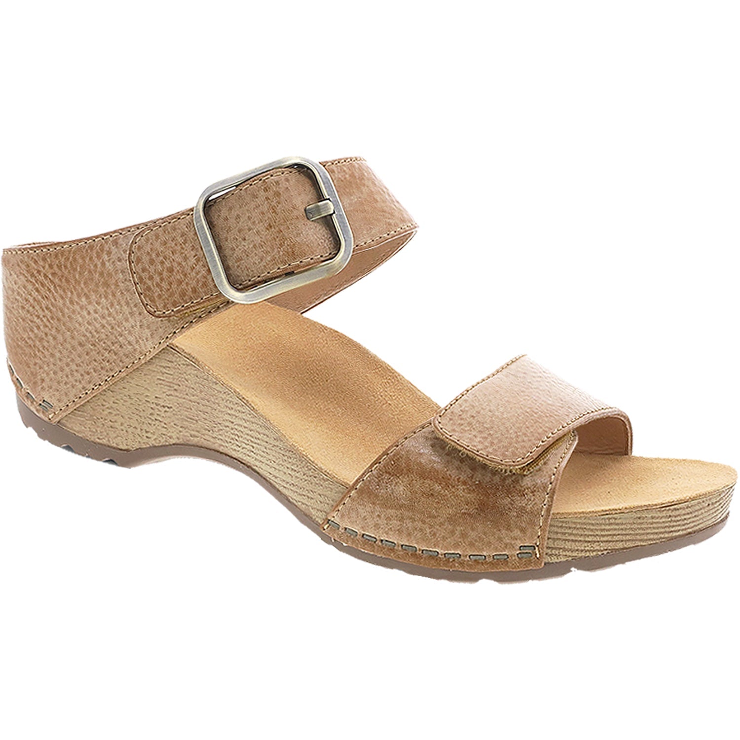 Dansko Tanya Women's Wedge Heel Slide Sandals Tan Milled Burnished Leather