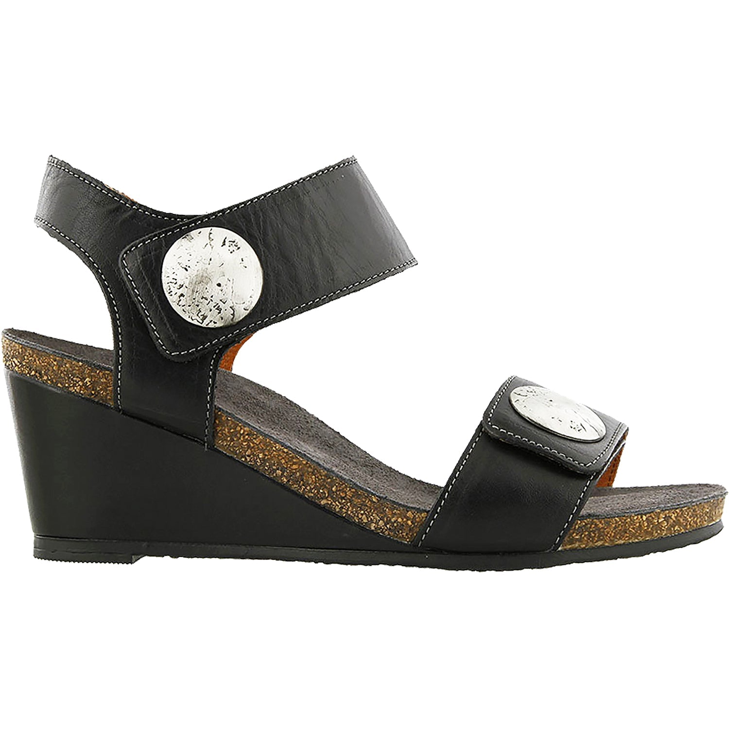 Taos Carousel 3 Women's Wedge Heel Sandals Black Leather