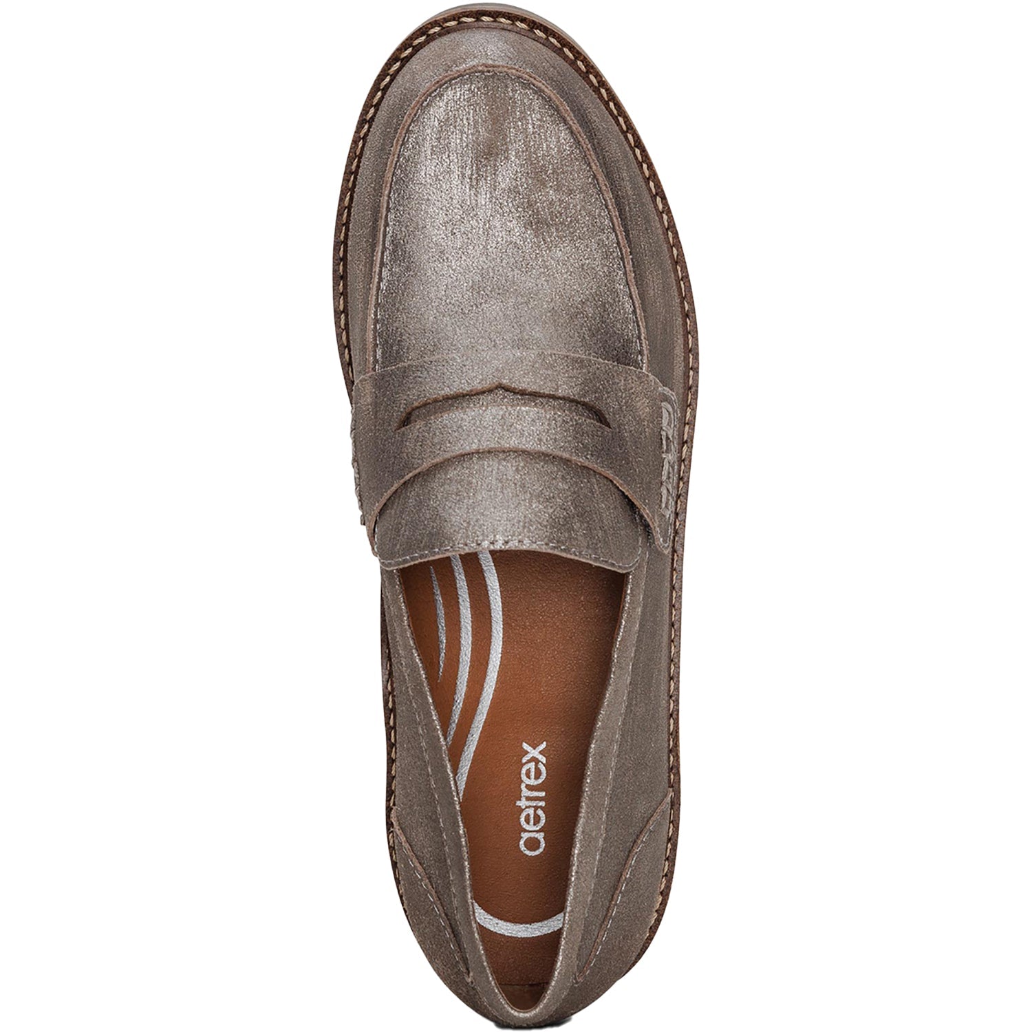 Aetrex Collette Women's Slip Ons Brushed Silver