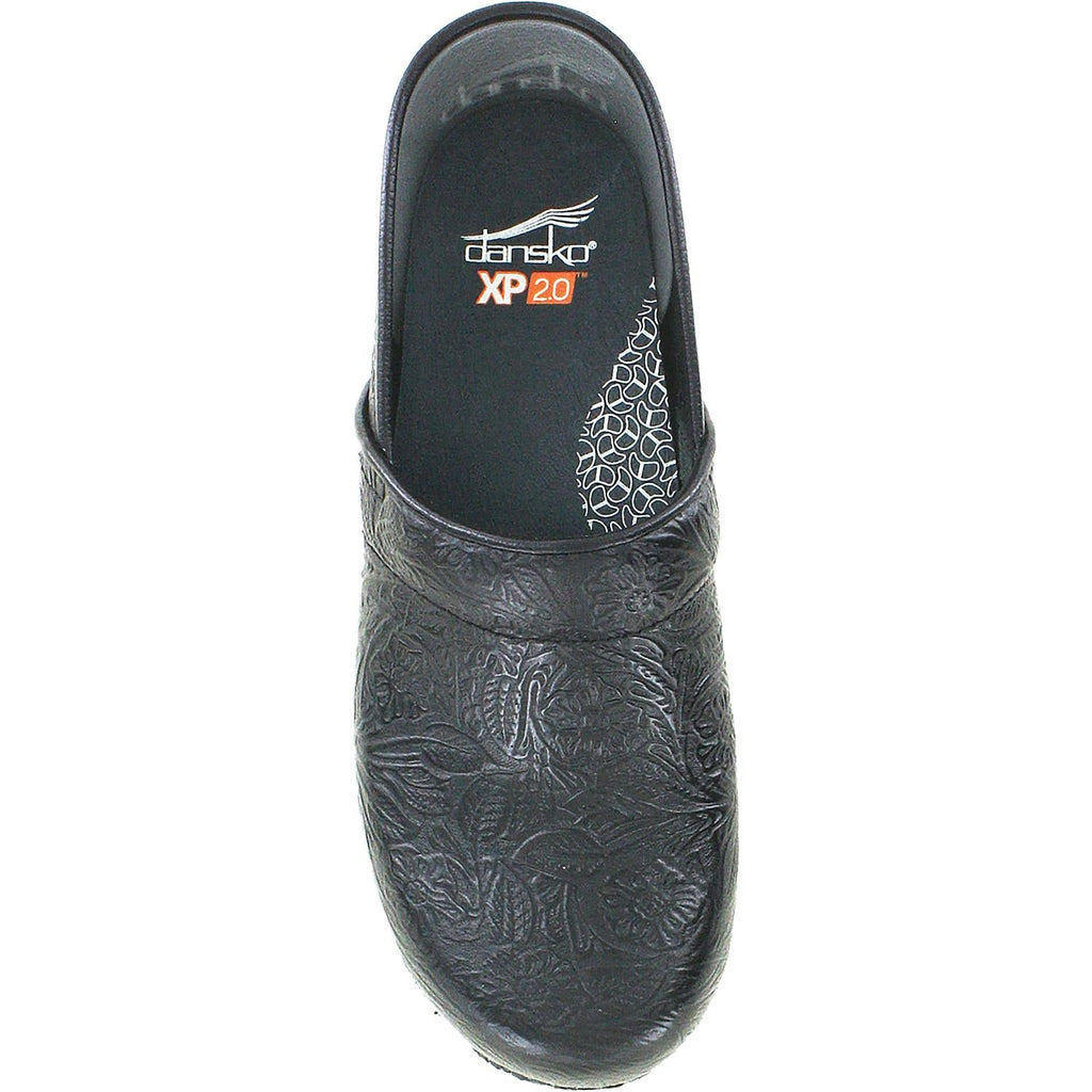Dansko XP 20 Women's Clogs Black Floral Tooled Leather