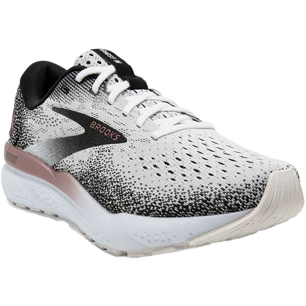 Brooks Ghost 16 (Neutral Support) Women's Athletic Shoes White/Black/Rose Gold Mesh
