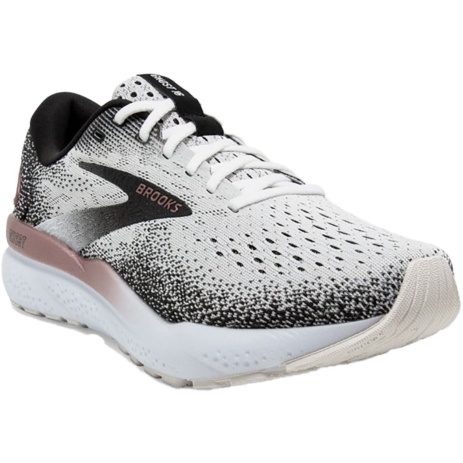 Brooks Ghost 16 (Neutral Support) Women's Athletic Shoes White/Black/Rose Gold Mesh