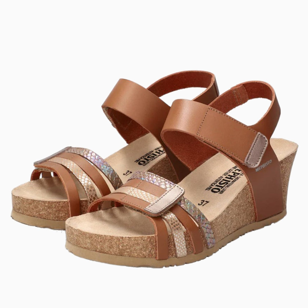 Mephisto Lucia Women's Wedge Sandals Camel