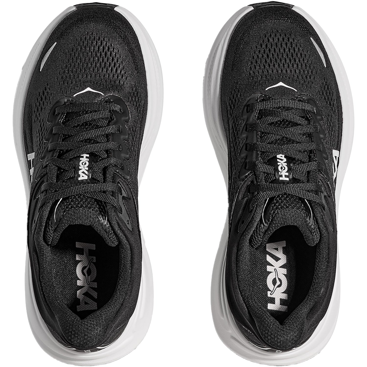 Hoka Bondi 9 (Neutral Support) Men's Athletic Shoes Black/White Mesh