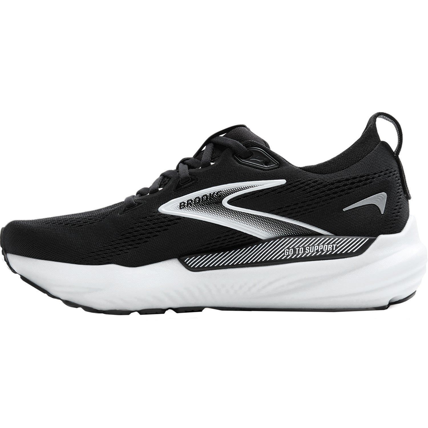 Brooks Glycerin GTS 22 (Neutral Support) (Stability Support) Men's Athletic Shoes Black/Grey/White Mesh
