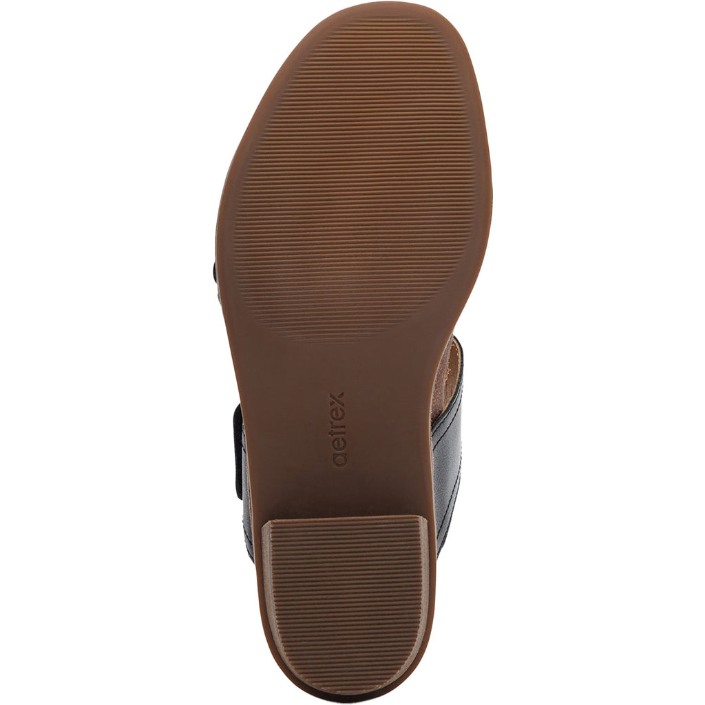 Aetrex Tatiana Women's Slide Sandals Black Leather