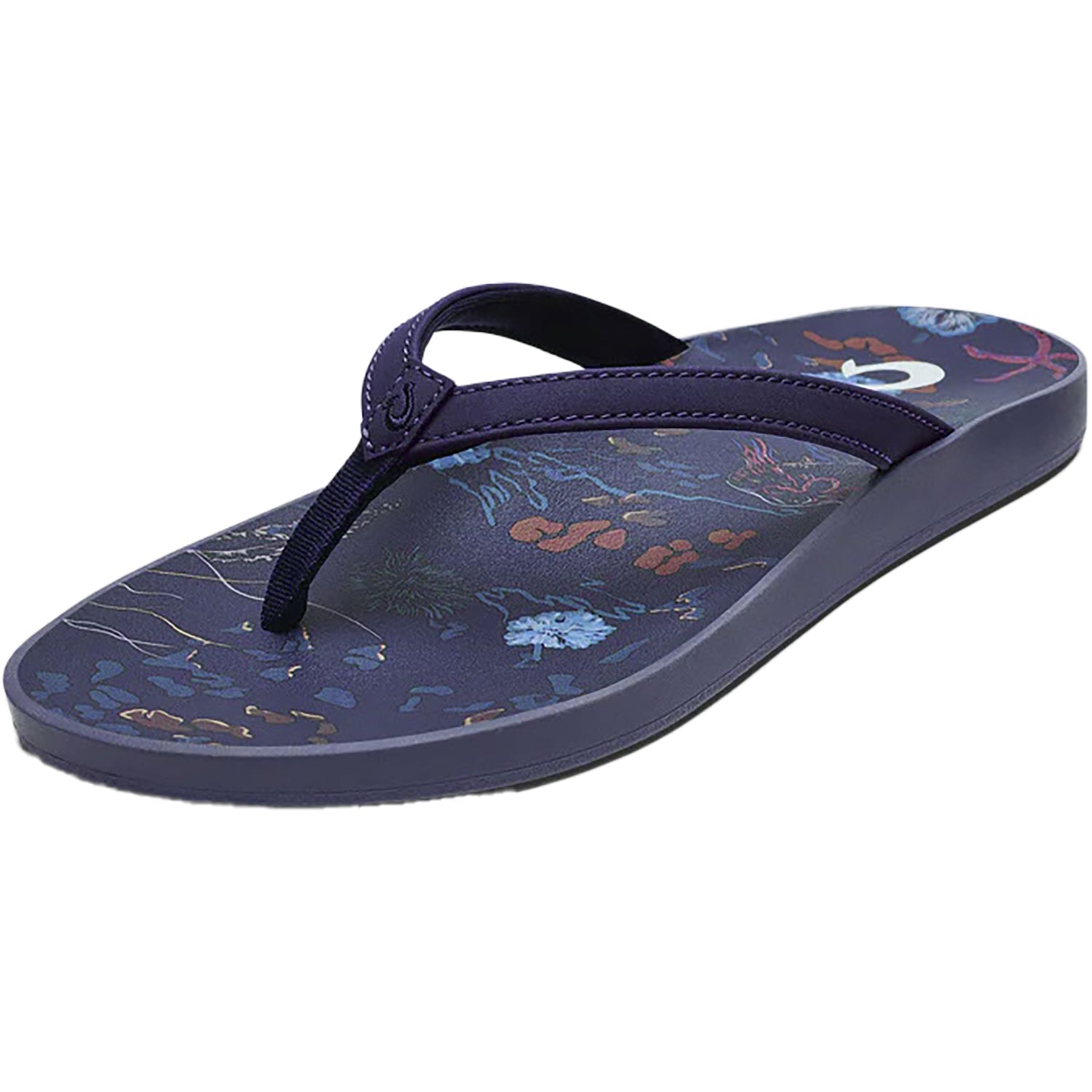 OluKai Puawe Women's Thong Beach Sandals Midnight Navy/Barrier Reef Synthetic