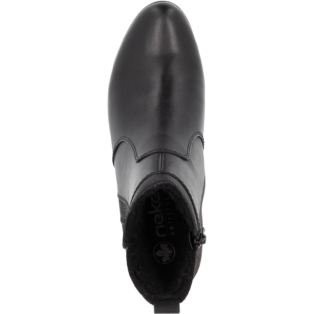 Rieker 78658-00 Women's Boots Schwarz/Schwarz/Schwarz Leather