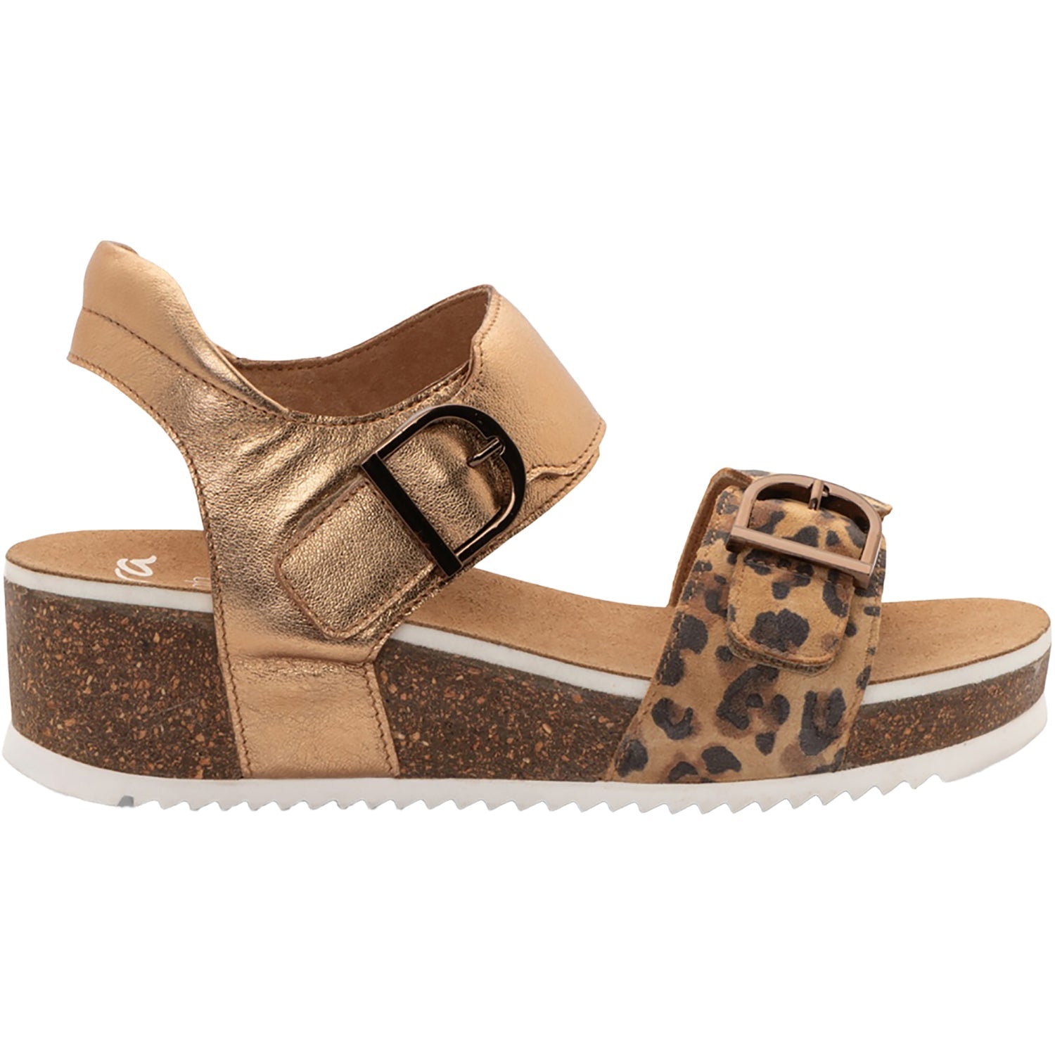 Ara Nova Women's Wedge Sandals Leopard/Whiskey Metallic