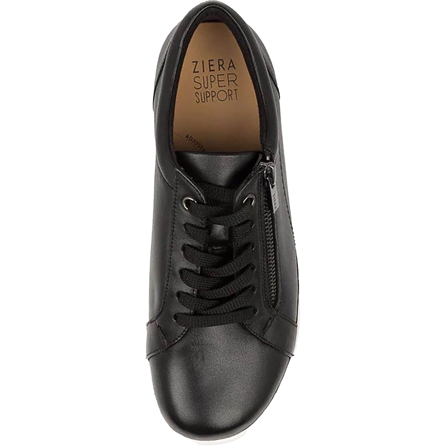 Ziera Solar with White Sole Women's Sneakers Black With White Sole Leather