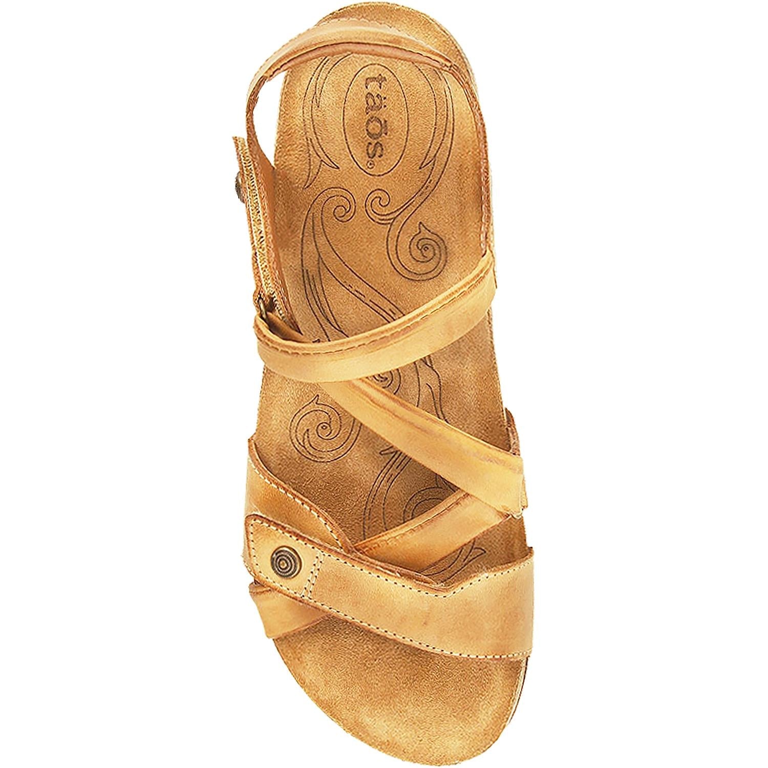 Taos Universe Women's Wedge Sandals Camel Leather