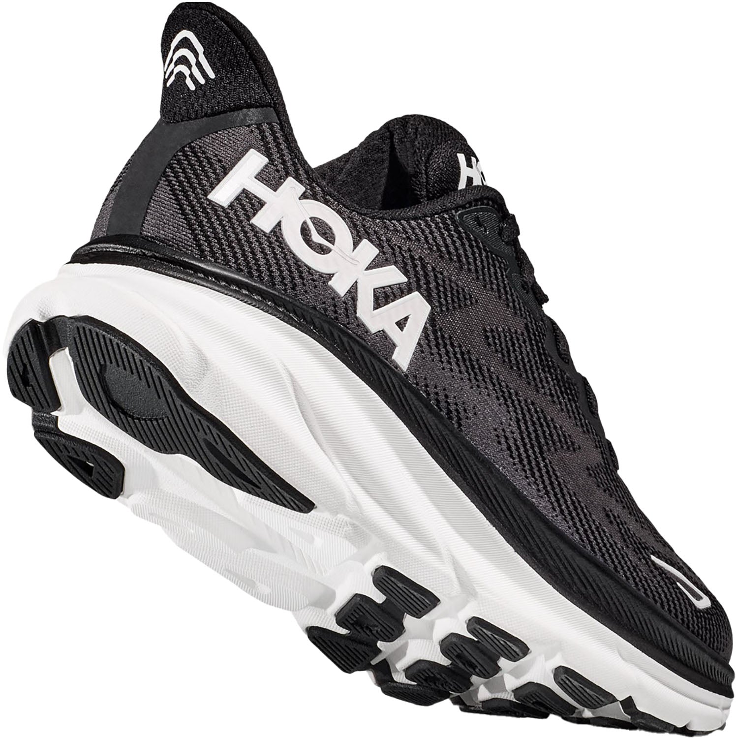 Hoka Clifton 9 (Neutral Support) Women's Road Running Shoes Black/White Mesh