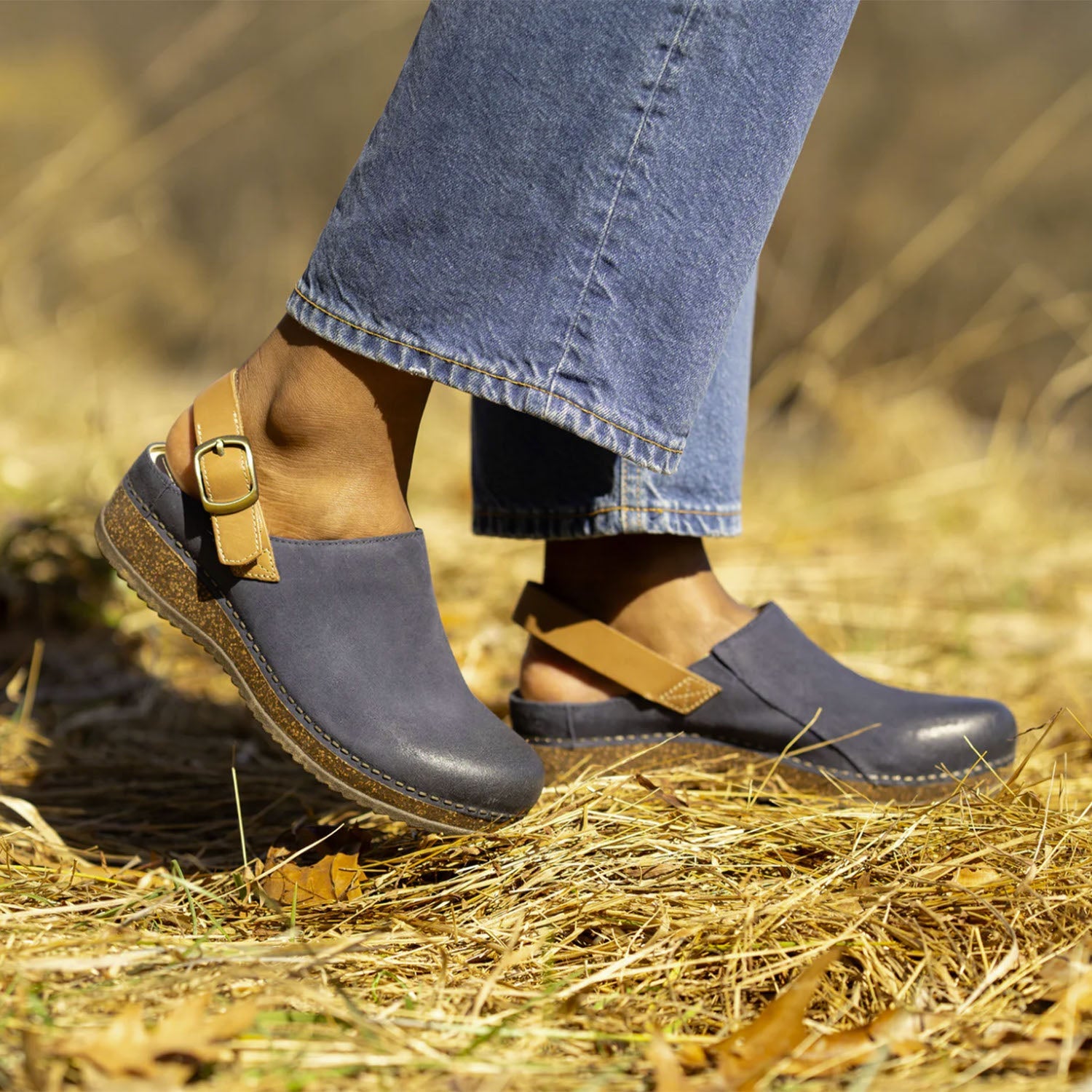 Dansko Merrin Women's Sling Back Clogs Blue Burnished Suede
