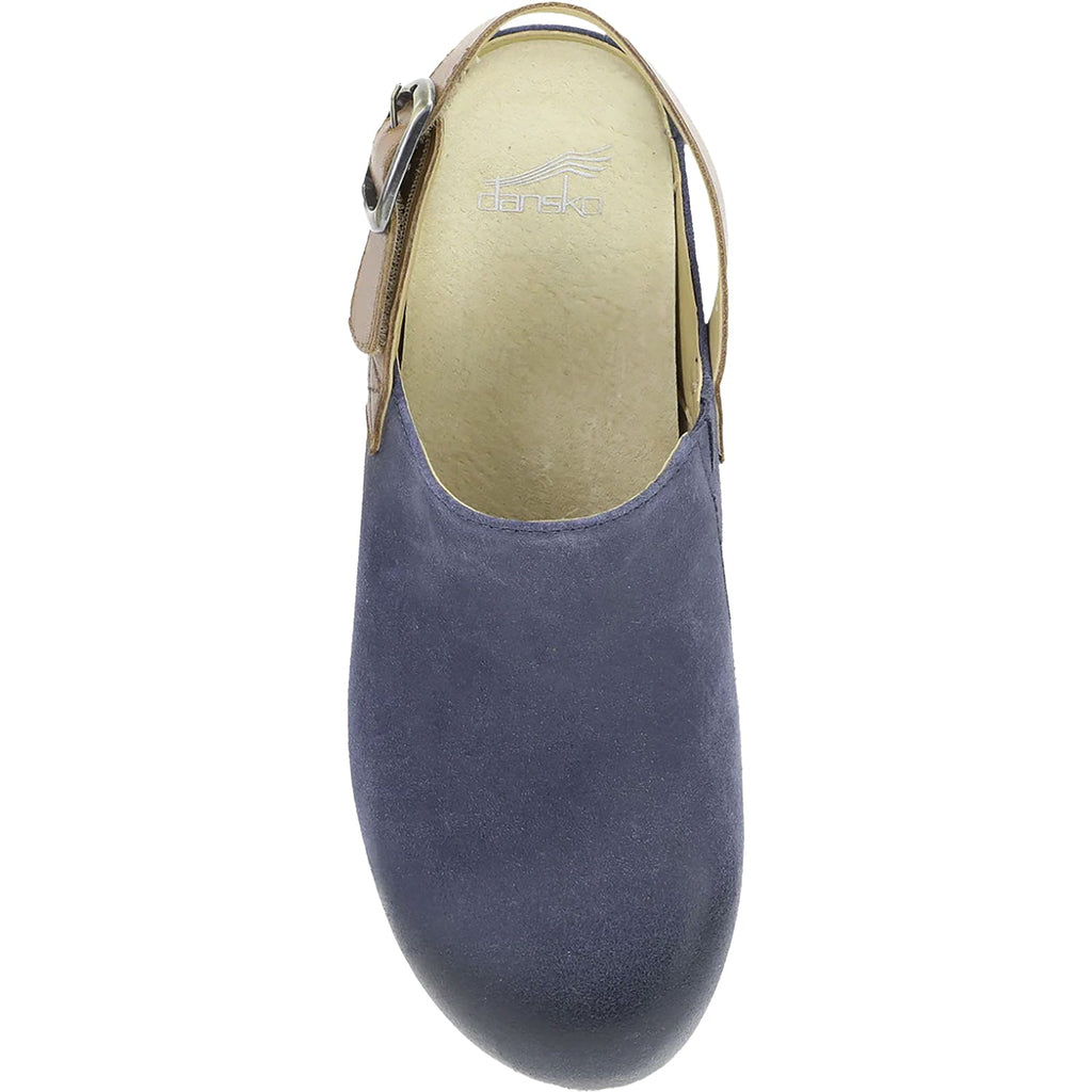 Dansko Merrin Women's Sling Back Clogs Blue Burnished Suede