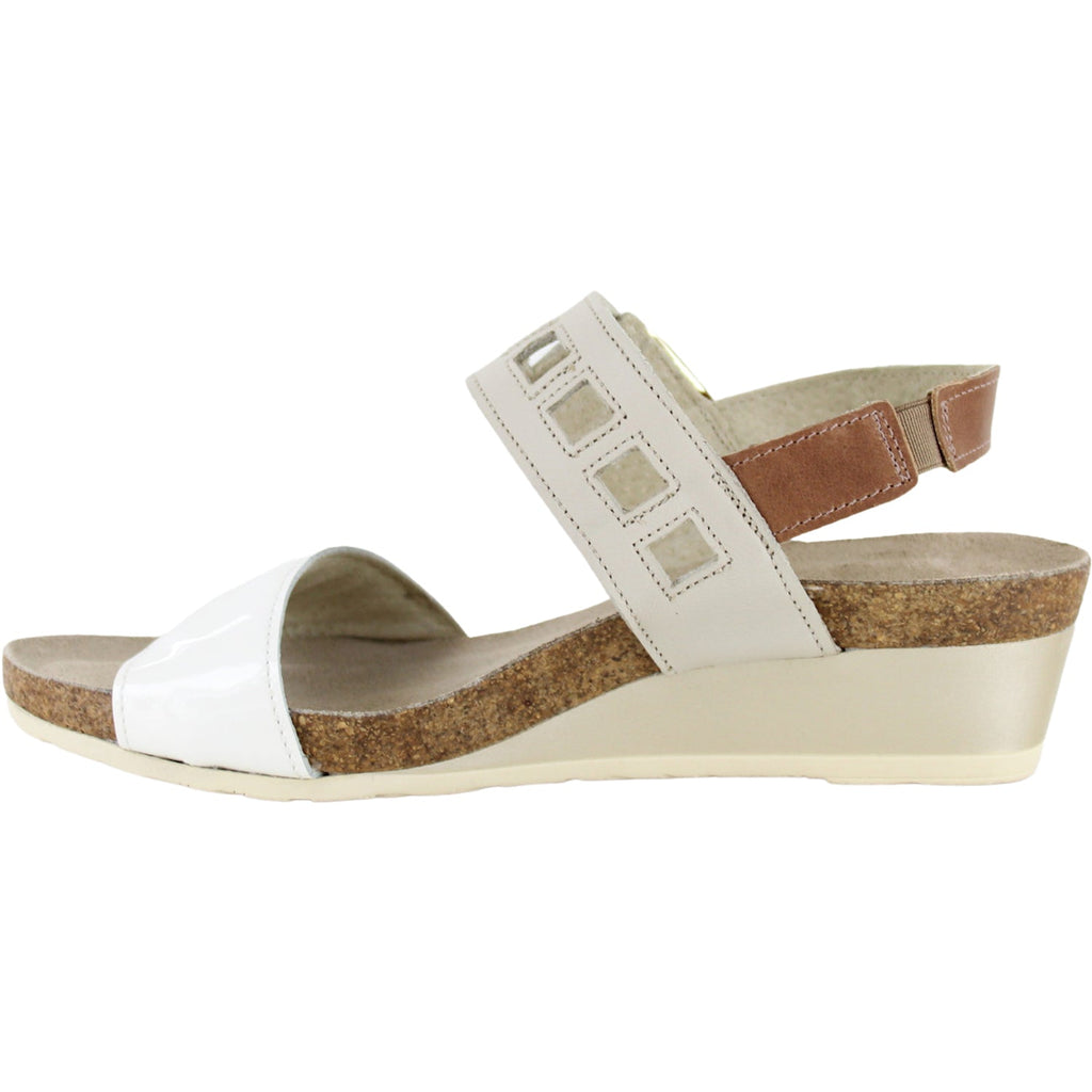 Naot Dynasty Women's Wedge Sandals Porcelain Pearl/Soft Ivory/Latte Leather