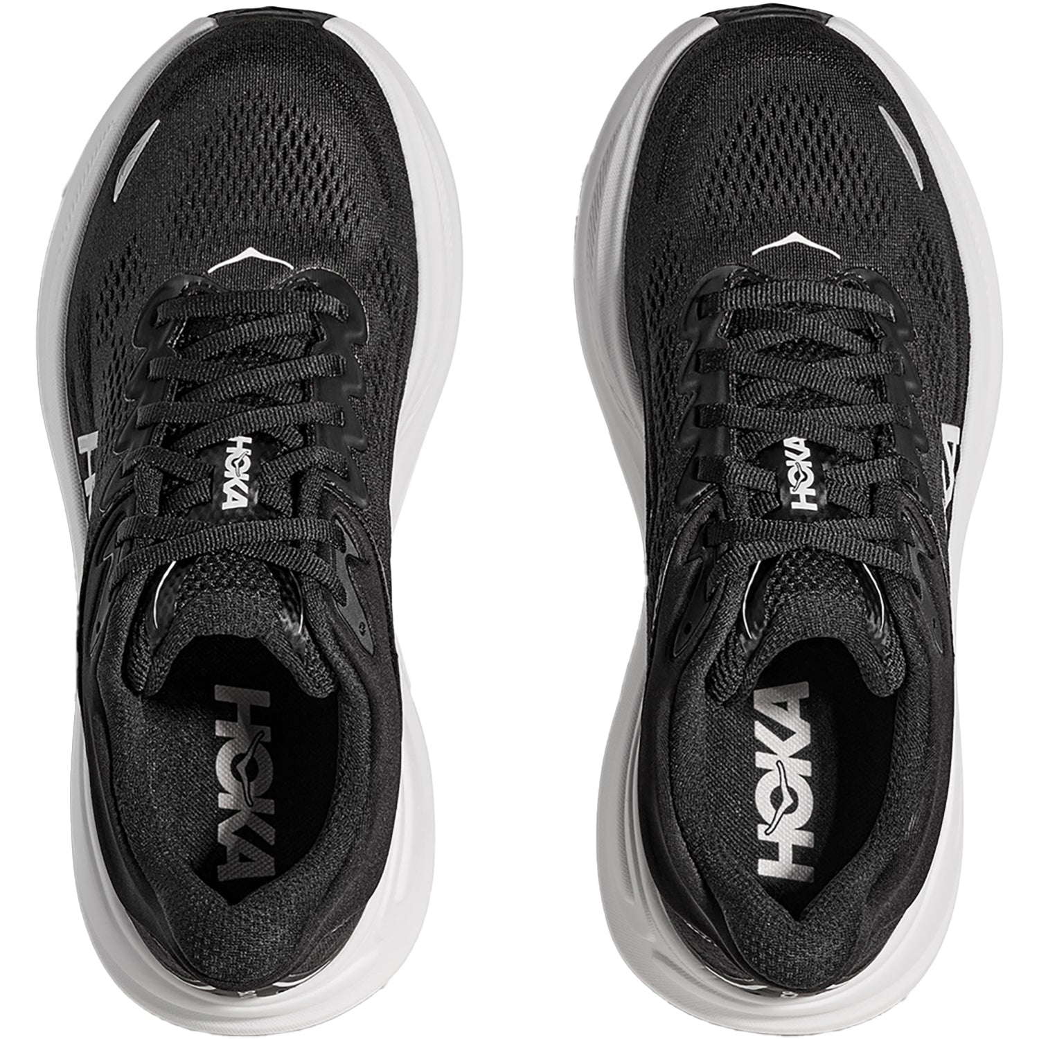 Hoka Bondi 9 (Neutral Support) Women's Athletic Shoes Black/White Mesh