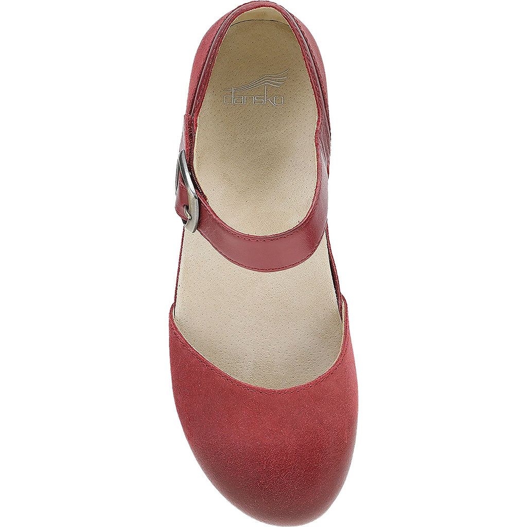 Dansko Mae Women's Mary Janes Traditional Red Burnished Suede