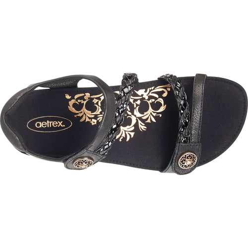 Aetrex Jillian Women's Backstrap Sandals Black Leather