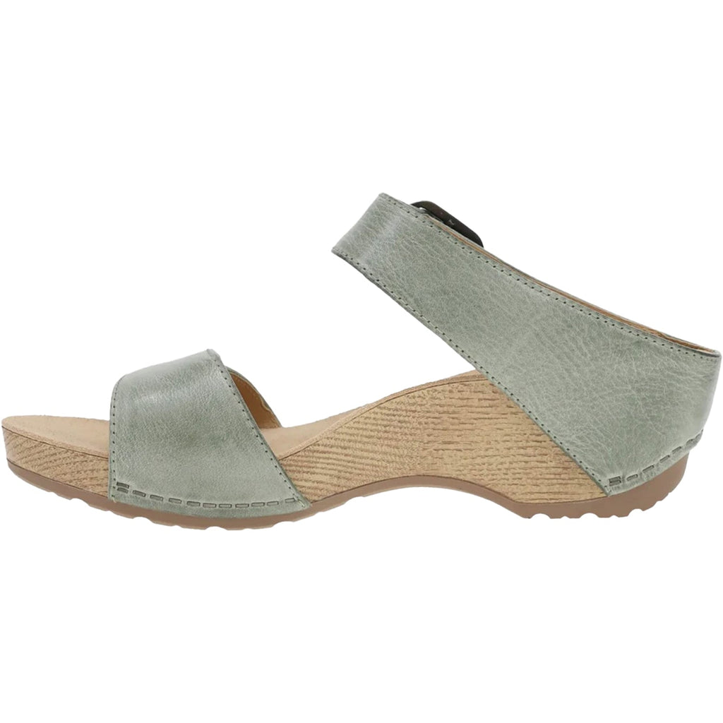 Dansko Tanya Women's Wedge Heel Slide Sandals Sage Milled Burnished Leather