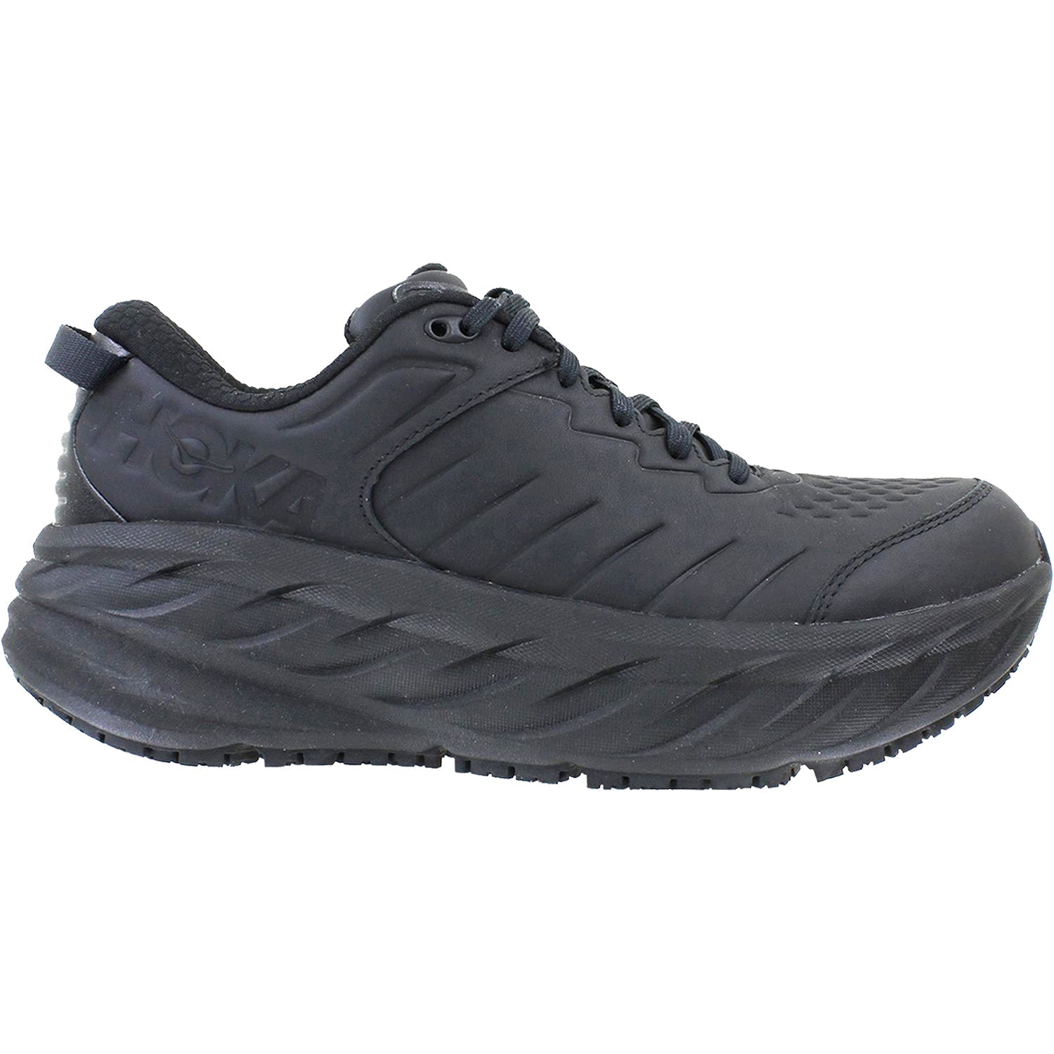 Hoka Bondi SR (Neutral Support) Men's Walking Shoes Black Leather