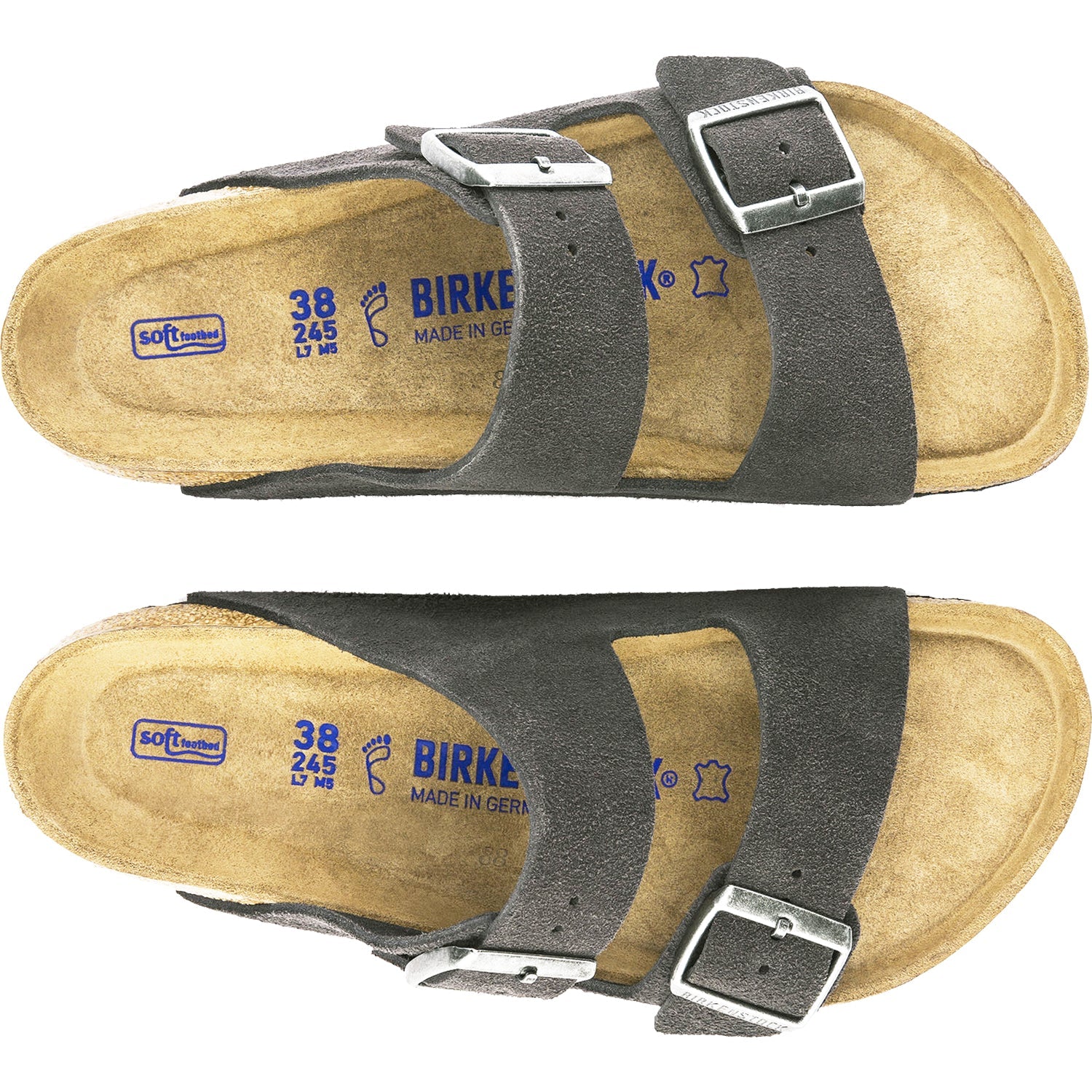 Birkenstock Arizona Soft Footbed Unisex Sandals Velvet Grey Suede