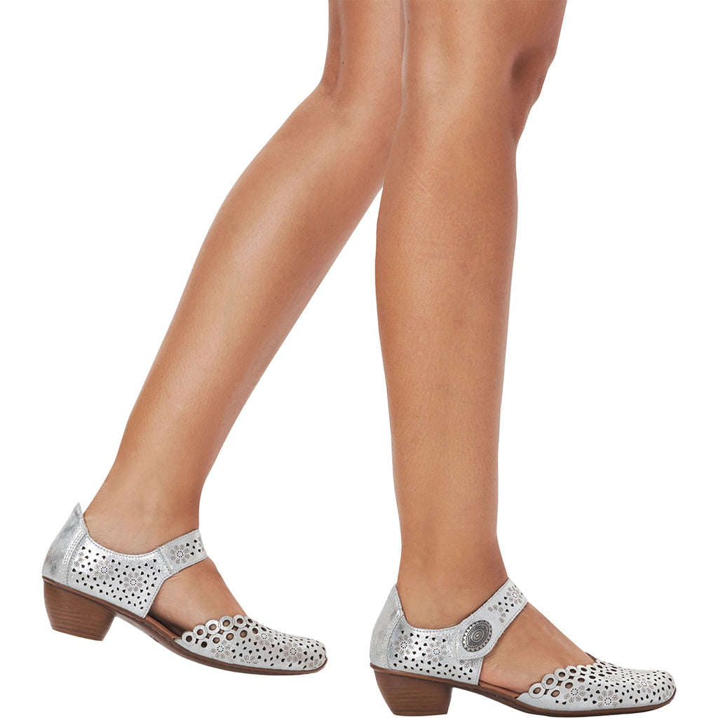 Rieker 43753-90 Mirjam 53 Women's Mary Janes Silver Leather