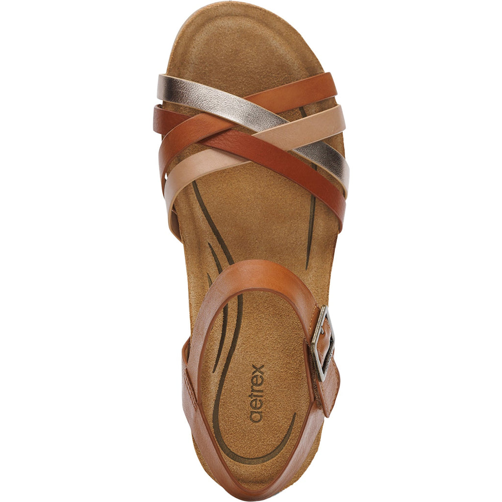 Aetrex Noelle Women's Wedge Sandals Ginger Multi Leather