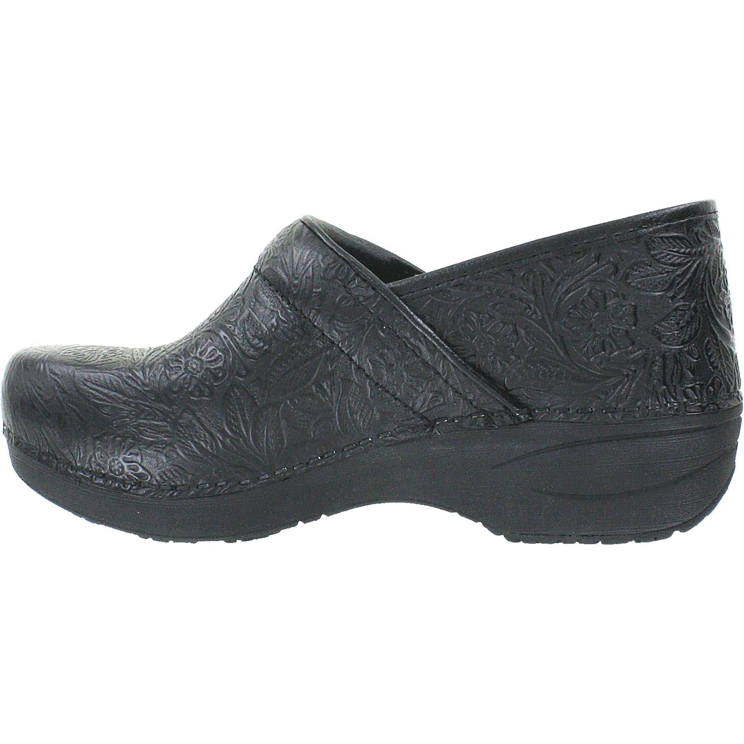 Dansko XP 20 Women's Clogs Black Floral Tooled Leather