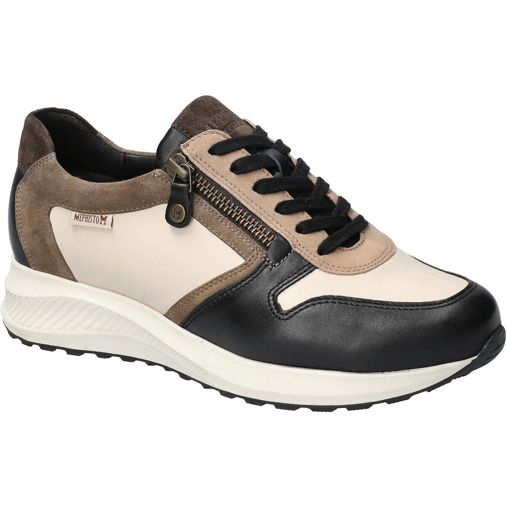 Mephisto Kim Grained Women's Zip Sneakers Black/Fog