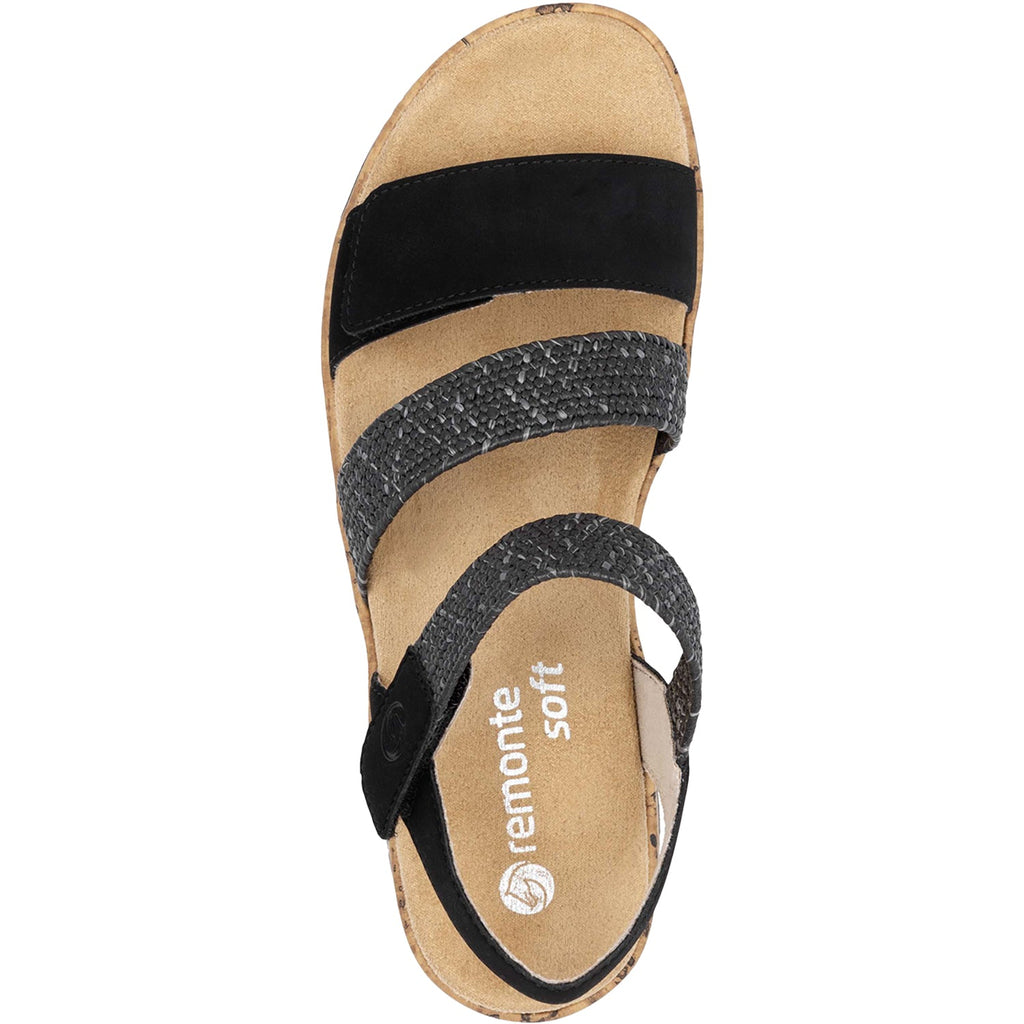 Remonte R6861-02 Women's Sandals Black Woven Stretch