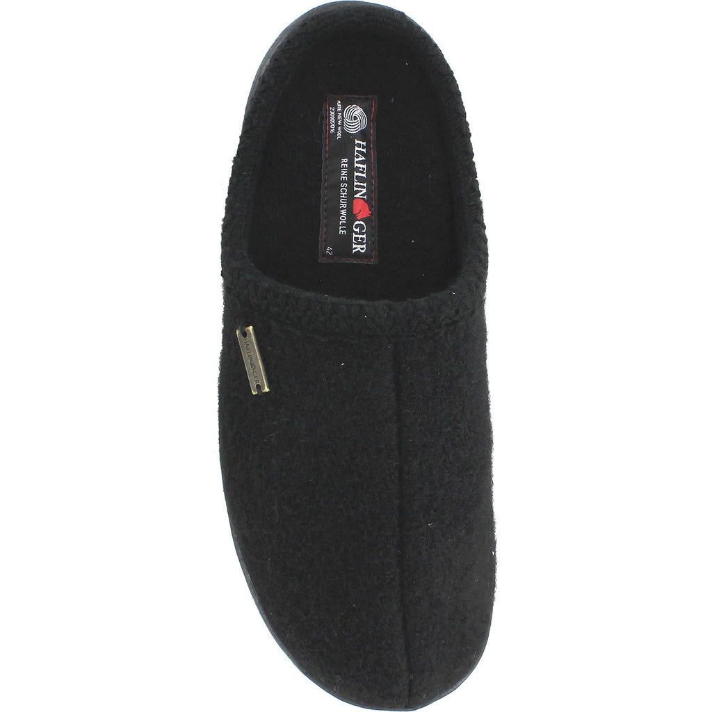Haflinger AT Unisex Wool Slippers Black Wool